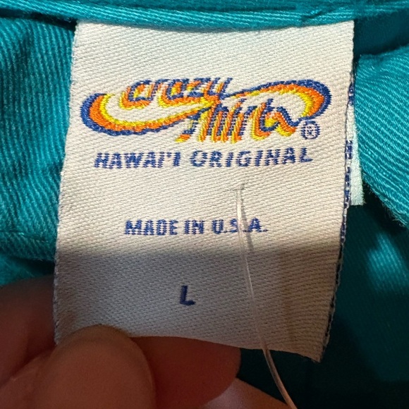 Crazy Shirts Hawaiian Henley Turquoise Green Floral Drawstring Neck Womens L - Picture 4 of 10